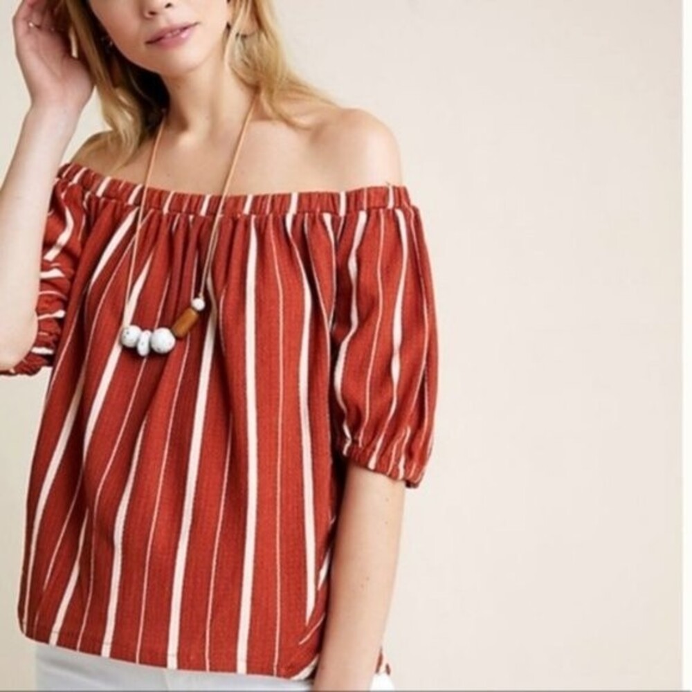 Anthropologie Elodie Off-Shoulder Stripe Top Size Extra Small Summer Boho